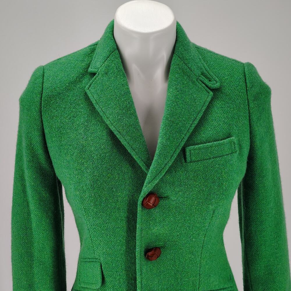 Rugby Ralph Lauren Green Wool Suede Arm Patches Equestrian Blazer Jacket Size 2 - Picture 11 of 16